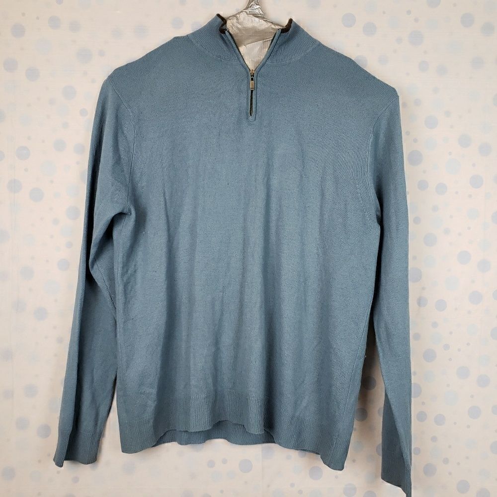 Alfani blue gray 100% cashmeren 1/4 zip sweater